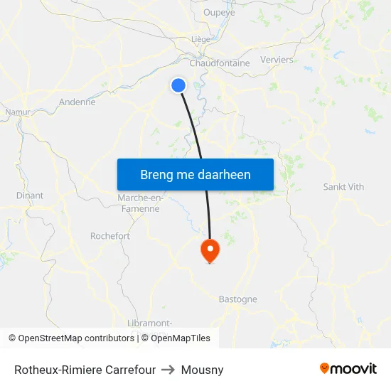 Rotheux-Rimiere Carrefour to Mousny map