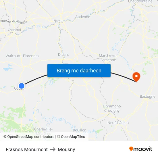 Frasnes Monument to Mousny map