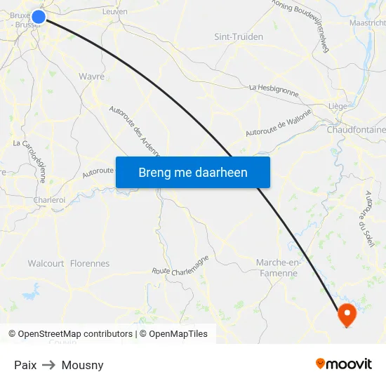 Paix to Mousny map