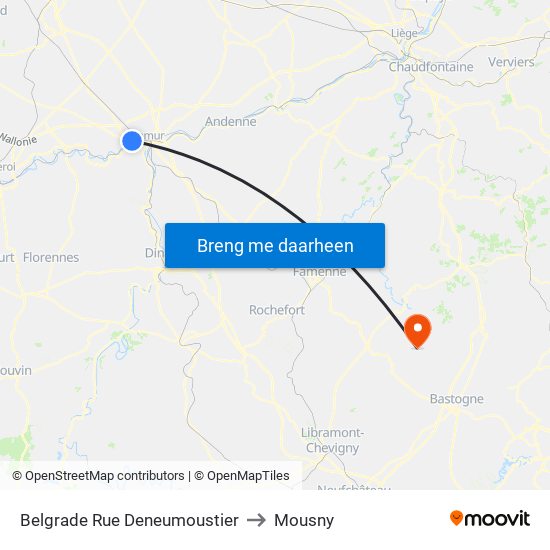 Belgrade Rue Deneumoustier to Mousny map