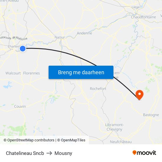 Chatelineau Sncb to Mousny map