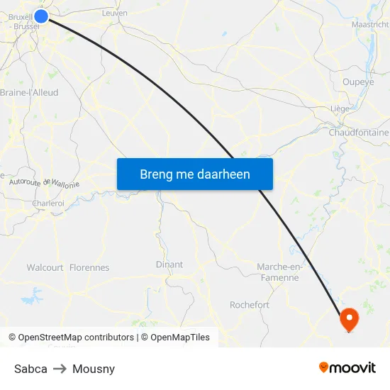 Sabca to Mousny map
