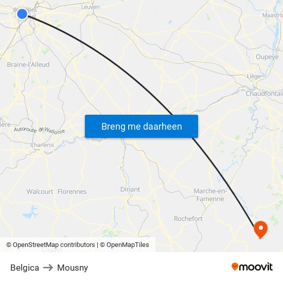 Belgica to Mousny map