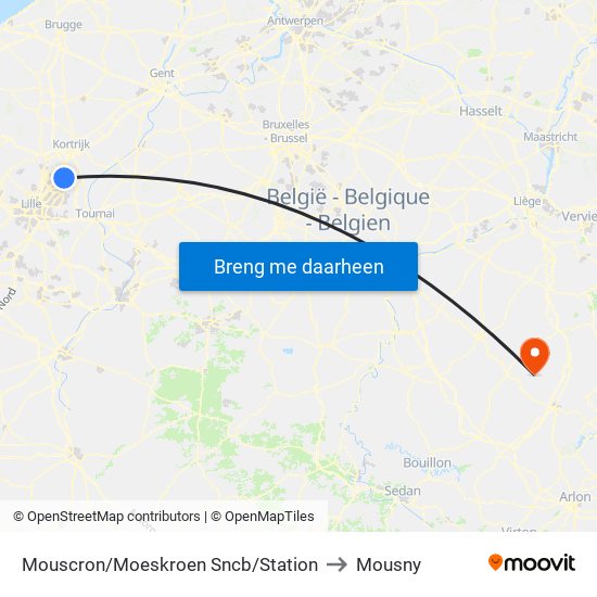 Mouscron/Moeskroen Sncb/Station to Mousny map