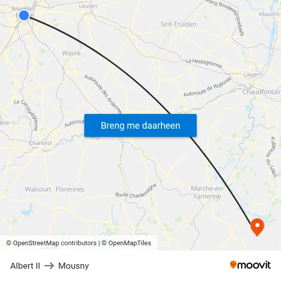 Albert II to Mousny map