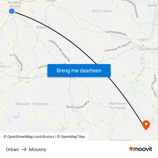 Orban to Mousny map
