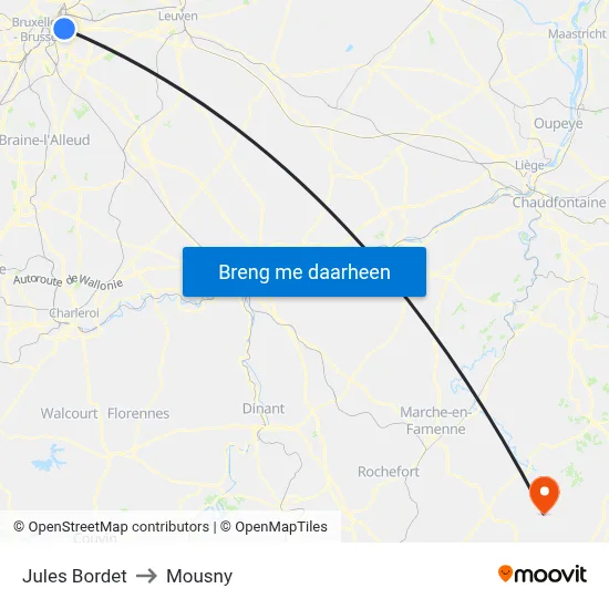 Jules Bordet to Mousny map