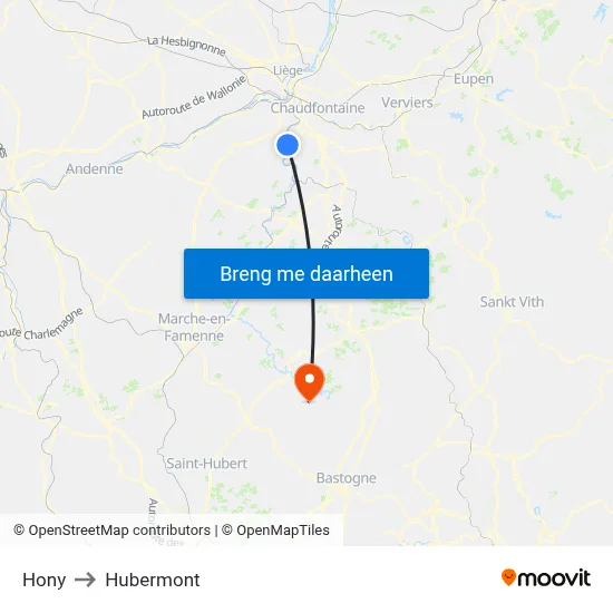 Hony to Hubermont map