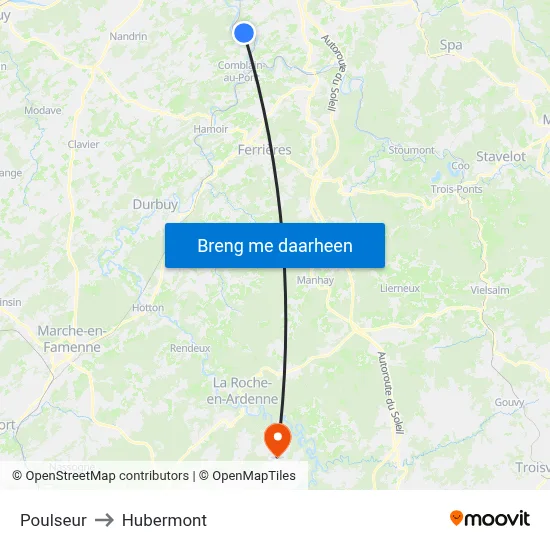 Poulseur to Hubermont map