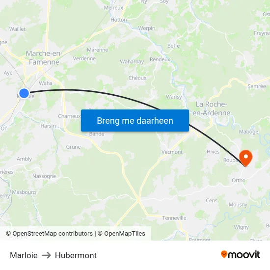Marloie to Hubermont map