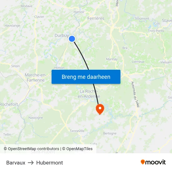 Barvaux to Hubermont map
