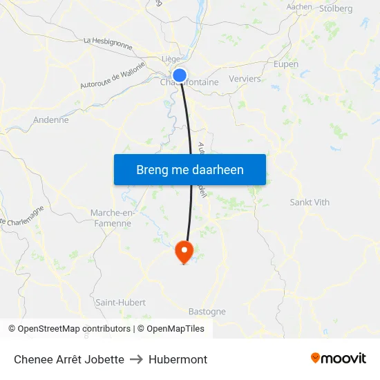 Chenee Arrêt Jobette to Hubermont map