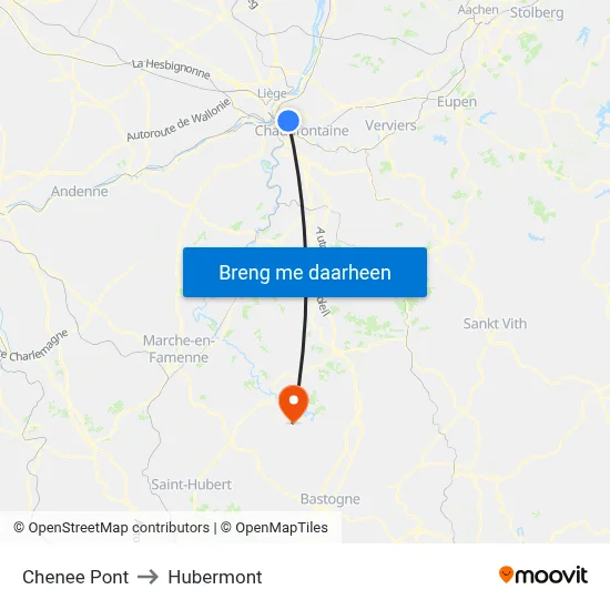 Chenee Pont to Hubermont map