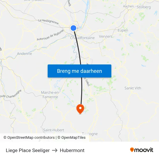 Liege Place Seeliger to Hubermont map