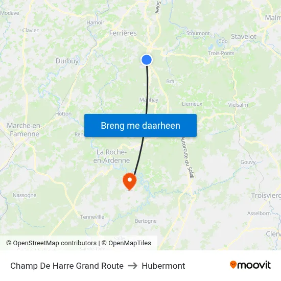Champ De Harre Grand Route to Hubermont map