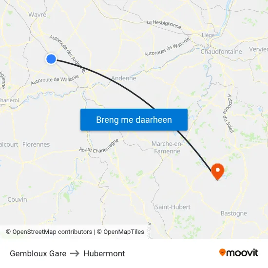 Gembloux Gare to Hubermont map