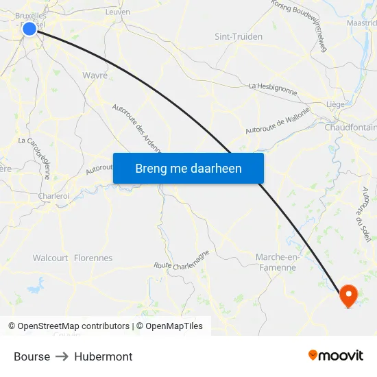 Bourse to Hubermont map