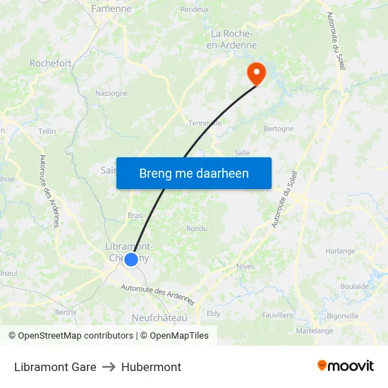 Libramont Gare to Hubermont map