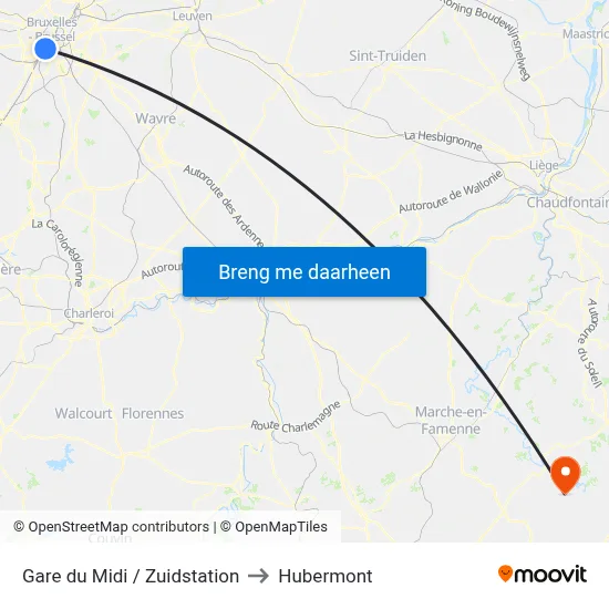 Gare du Midi / Zuidstation to Hubermont map