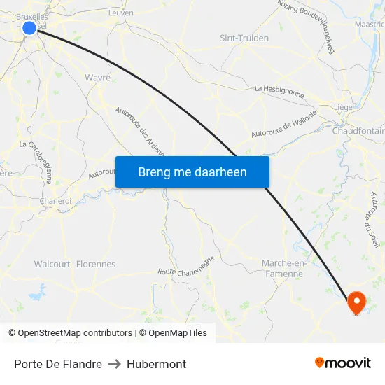Porte De Flandre to Hubermont map