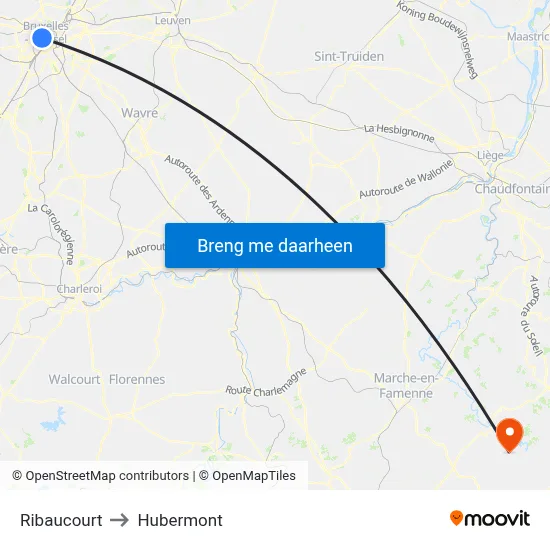 Ribaucourt to Hubermont map
