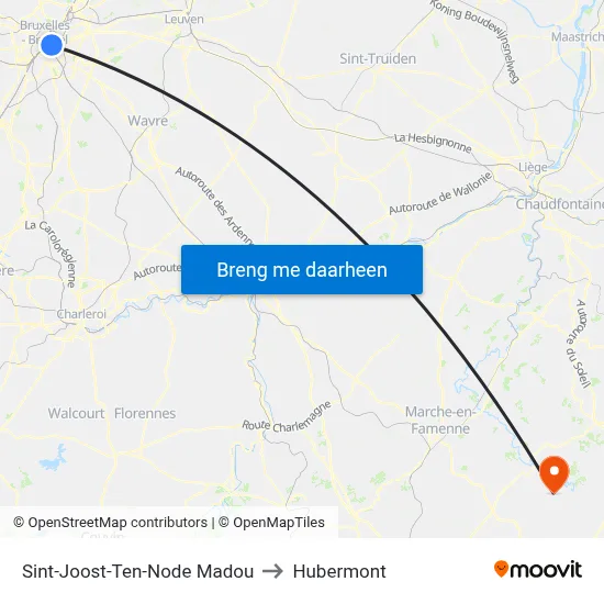 Sint-Joost-Ten-Node Madou to Hubermont map