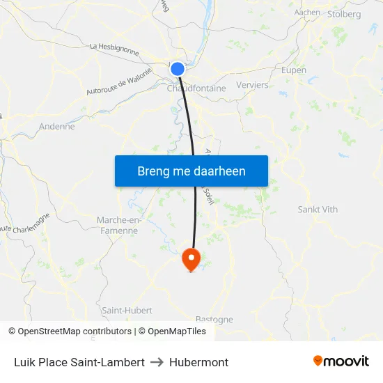 Luik Place Saint-Lambert to Hubermont map