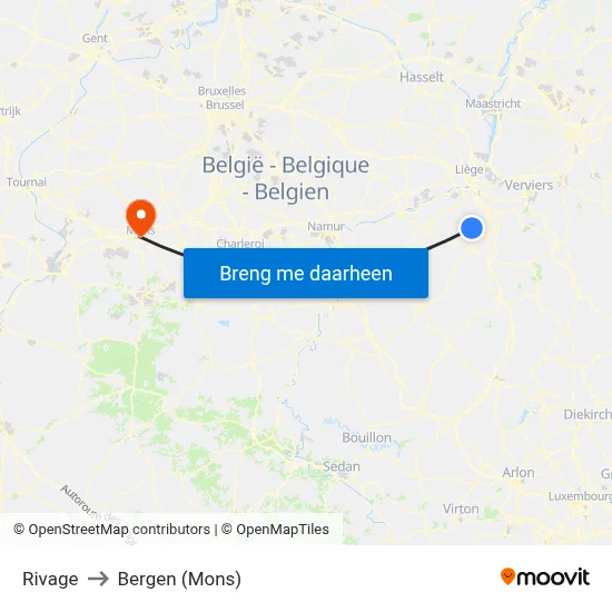 Rivage to Bergen (Mons) map