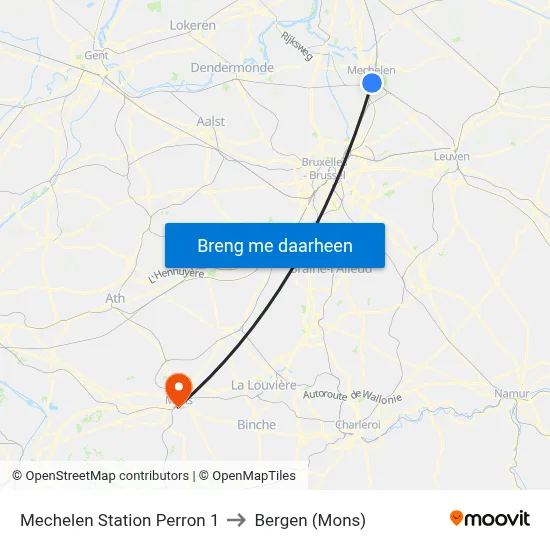 Mechelen Station Perron 1 to Bergen (Mons) map