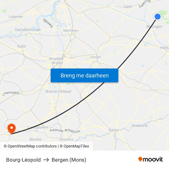 Bourg-Léopold to Bergen (Mons) map