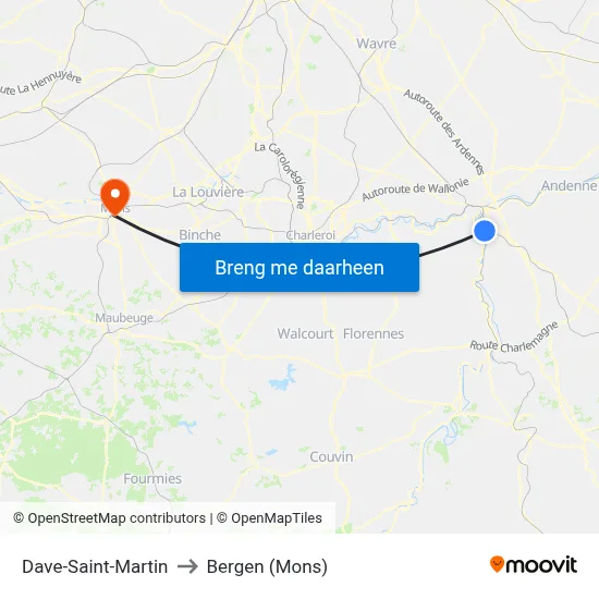 Dave-Saint-Martin to Bergen (Mons) map