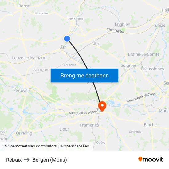 Rebaix to Bergen (Mons) map