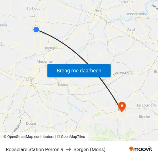 Roeselare Station Perron 9 to Bergen (Mons) map