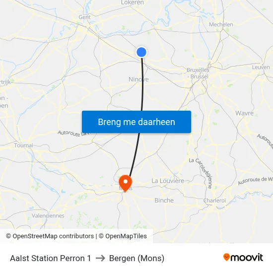 Aalst Station Perron 1 to Bergen (Mons) map
