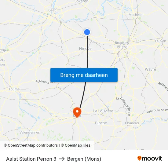Aalst Station Perron 3 to Bergen (Mons) map