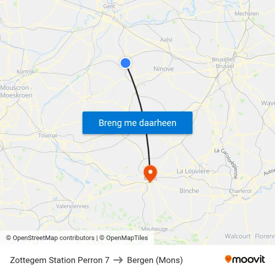Zottegem Station Perron 7 to Bergen (Mons) map