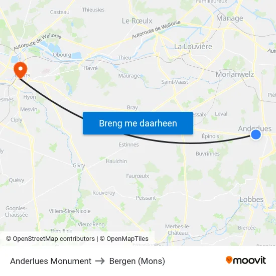 Anderlues Monument to Bergen (Mons) map