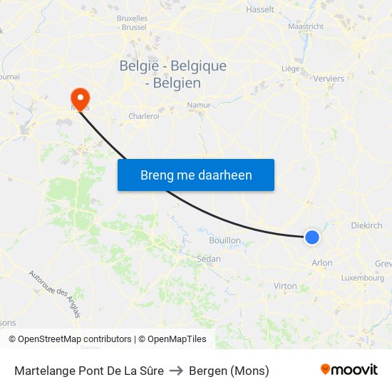 Martelange Pont De La Sûre to Bergen (Mons) map