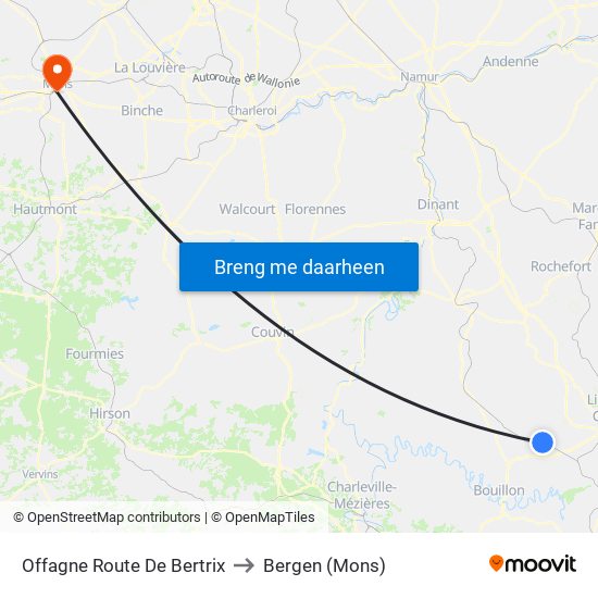 Offagne Route De Bertrix to Bergen (Mons) map