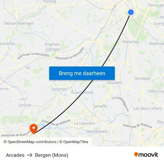 Arcades to Bergen (Mons) map