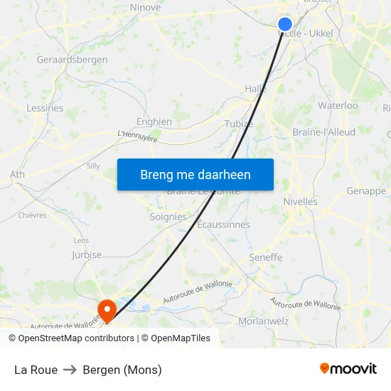 La Roue to Bergen (Mons) map