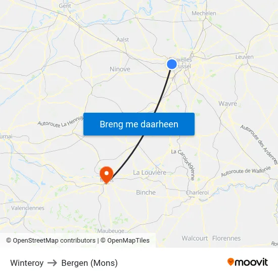 Winteroy to Bergen (Mons) map