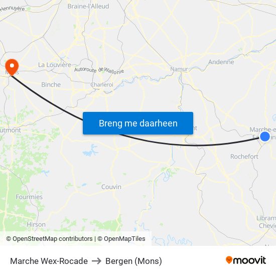 Marche Wex-Rocade to Bergen (Mons) map