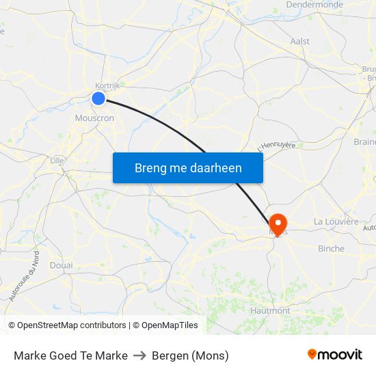 Marke Goed Te Marke to Bergen (Mons) map