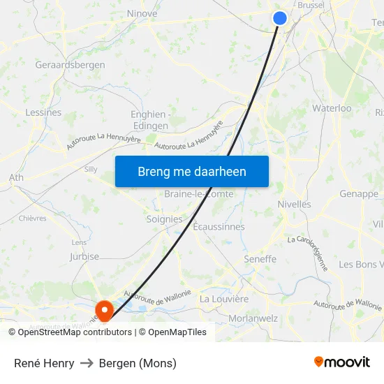 René Henry to Bergen (Mons) map