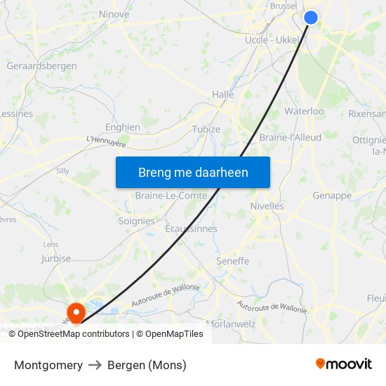 Montgomery to Bergen (Mons) map