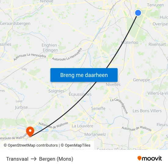 Transvaal to Bergen (Mons) map