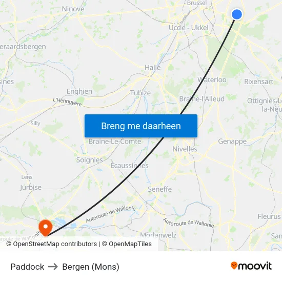 Paddock to Bergen (Mons) map