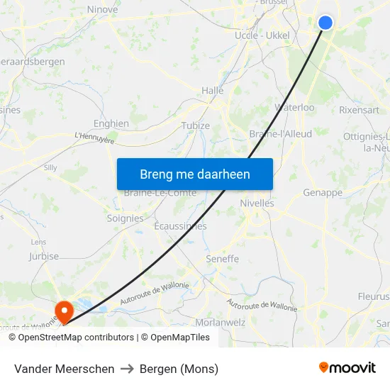 Vander Meerschen to Bergen (Mons) map
