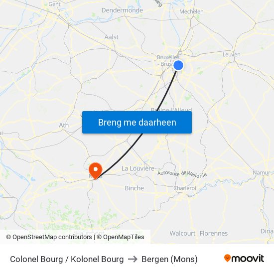 Colonel Bourg / Kolonel Bourg to Bergen (Mons) map